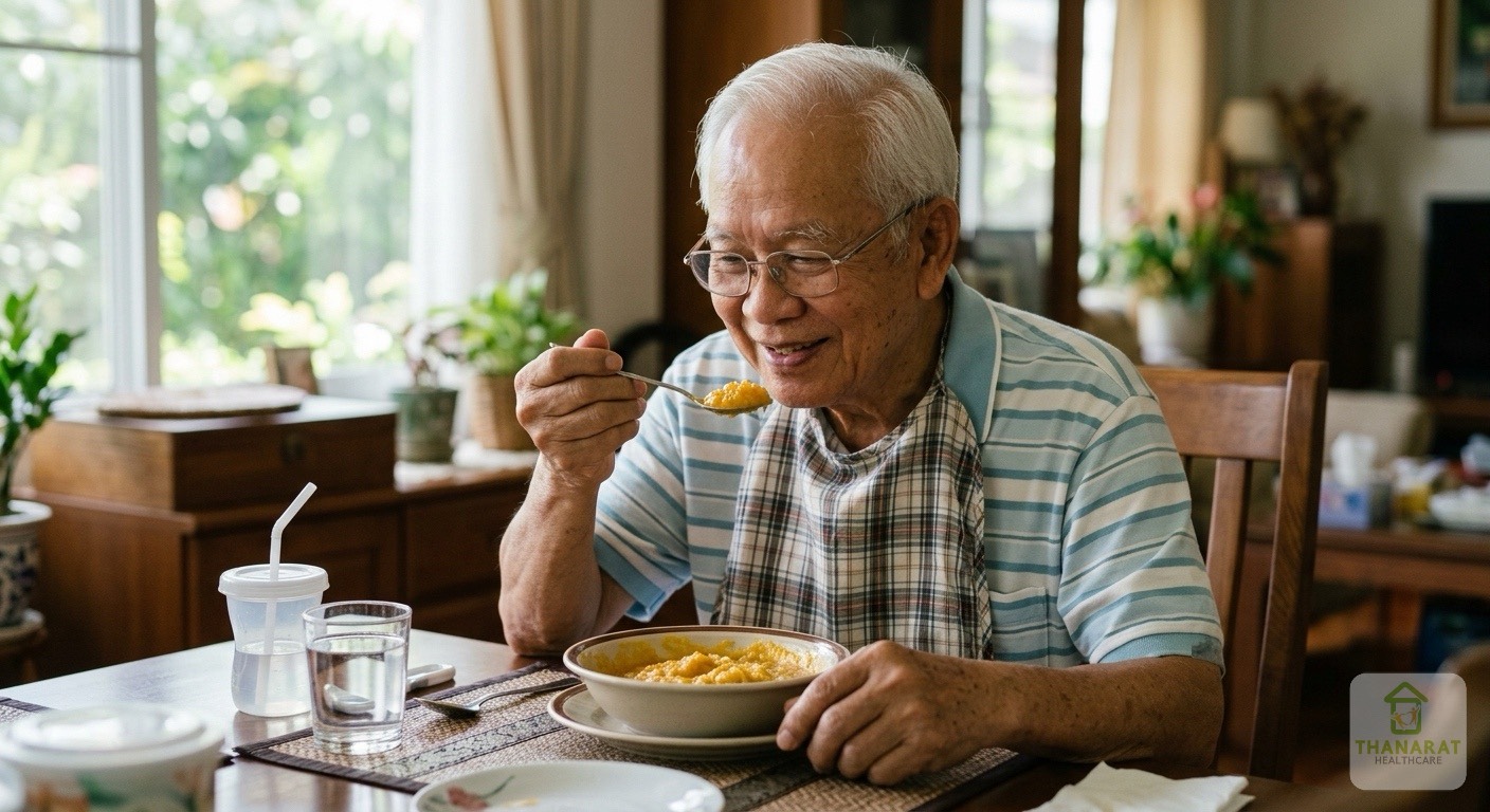 You are currently viewing การเลือก อาหารที่ลดการสำลักของผู้สูงอายุ